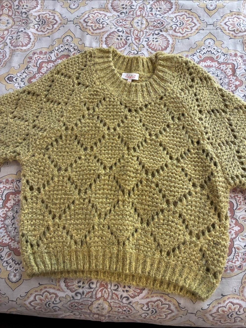 Olive Green Openwork Knit Women's Sweater